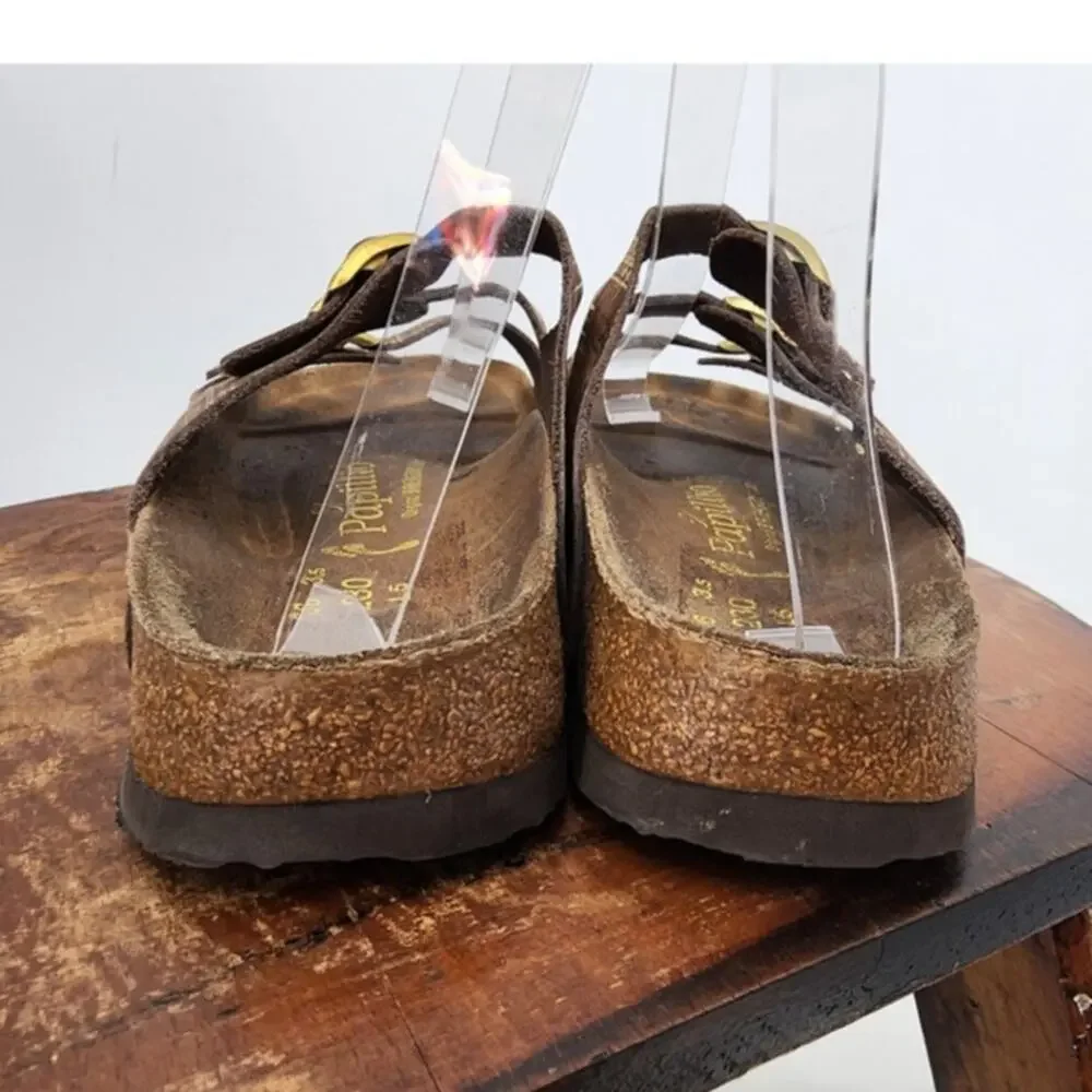 Youth Birkenstock Papillio Brown Gold 3 Strap Sandals Size 36 3.5y Women's 5‎